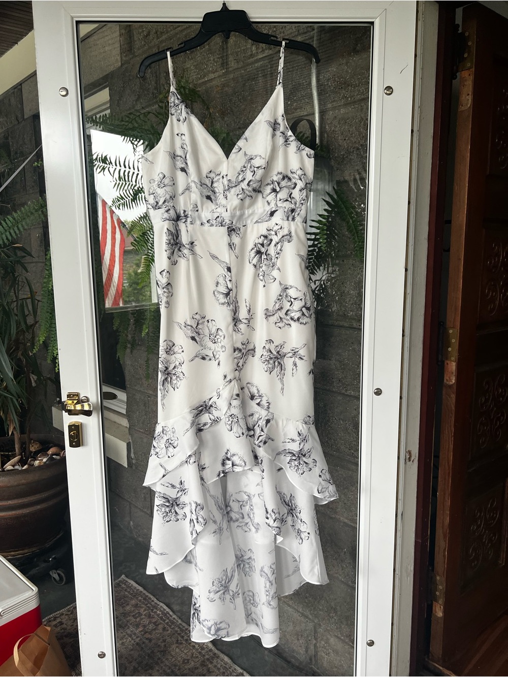 Lulu's White & Black Floral High-Low Ruffle Dress - Picture 4 of 8